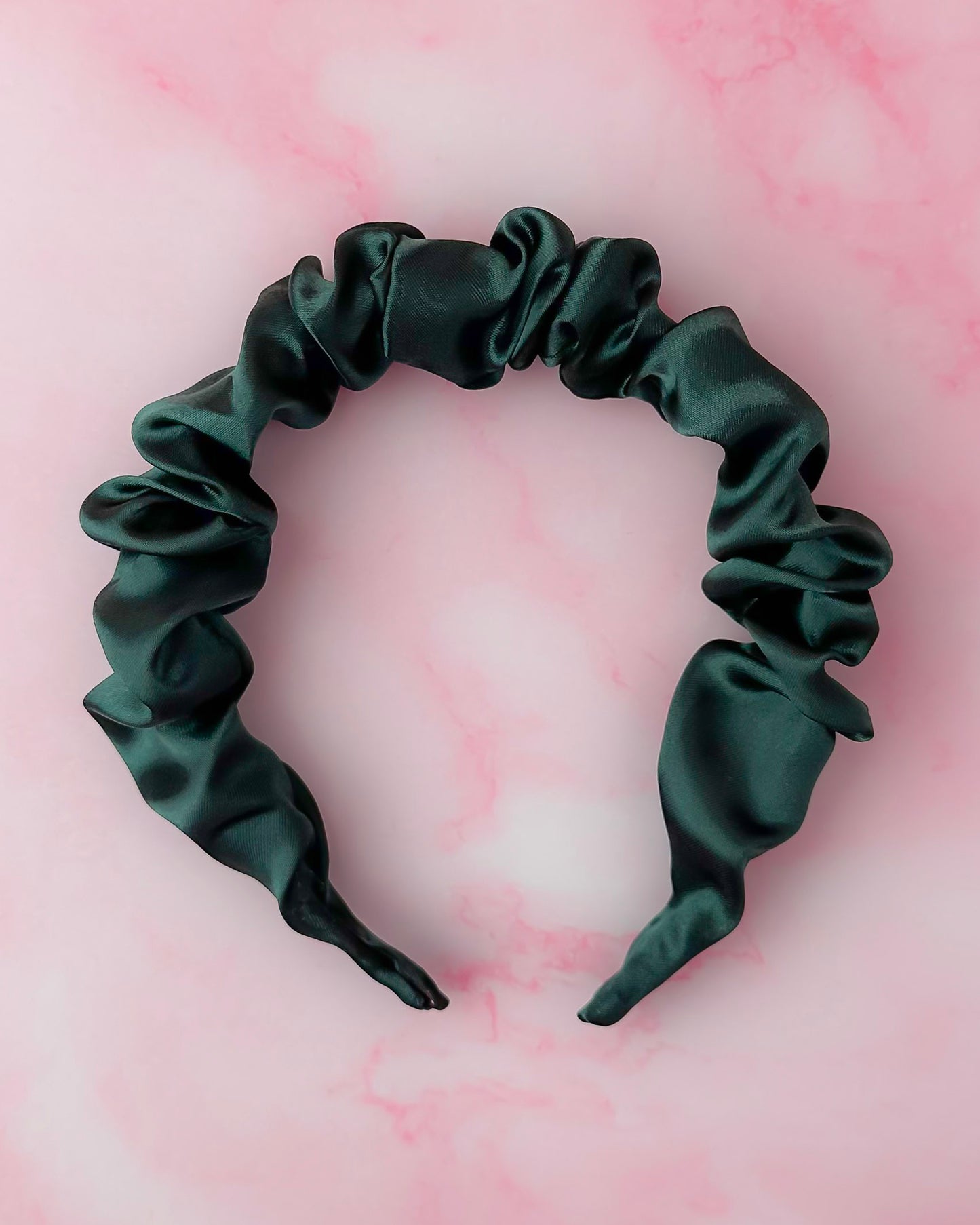 Bottle - Green Satin Scrunchie Headband