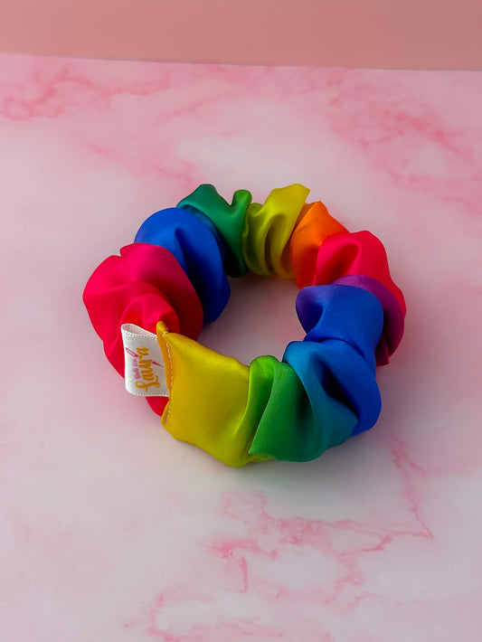 Rainbow - Rainbow Satin wide scrunchie