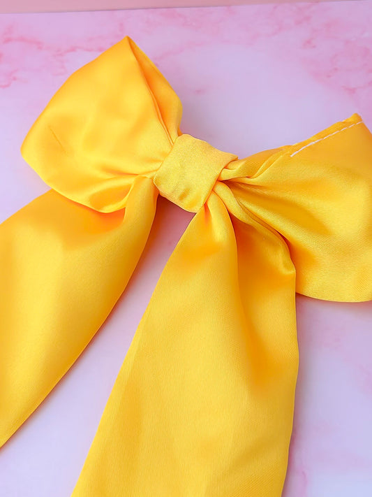 Daffy - Yellow Satin long Hair Bow