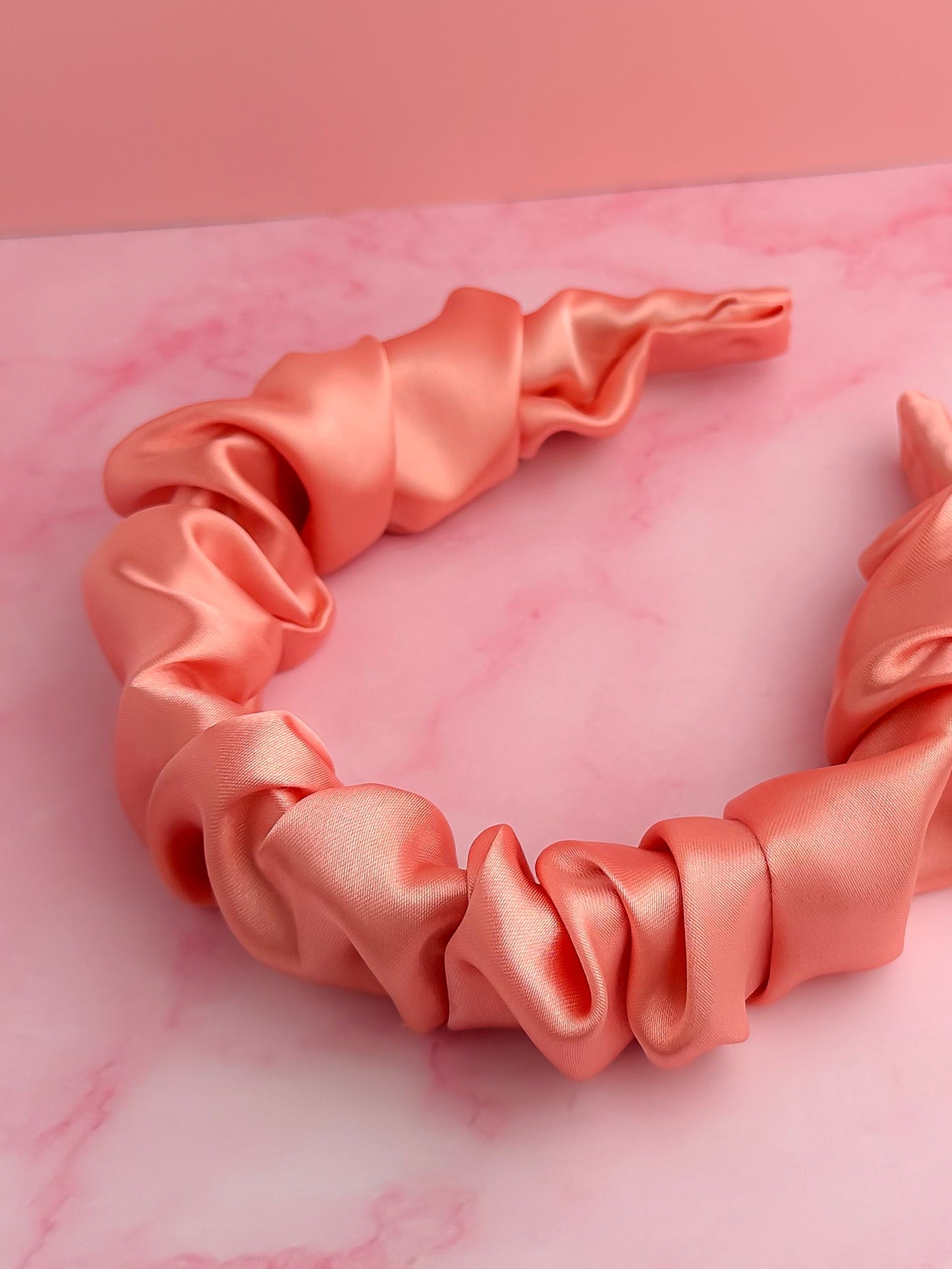 Peaches - Peach Satin Scrunchie Headband