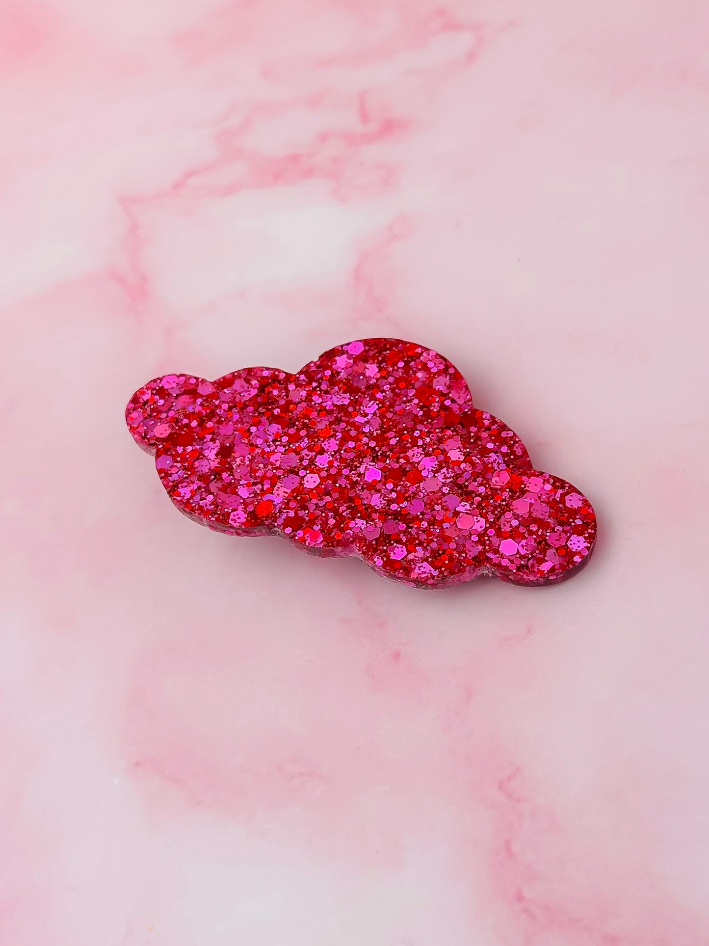 Princess - Pink Mix Glitter Cloud shaped Resin Hair Clip