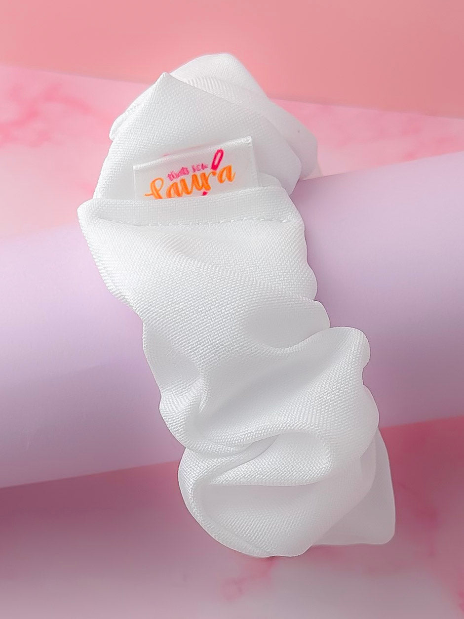 Snow -  White calico wide scrunchie