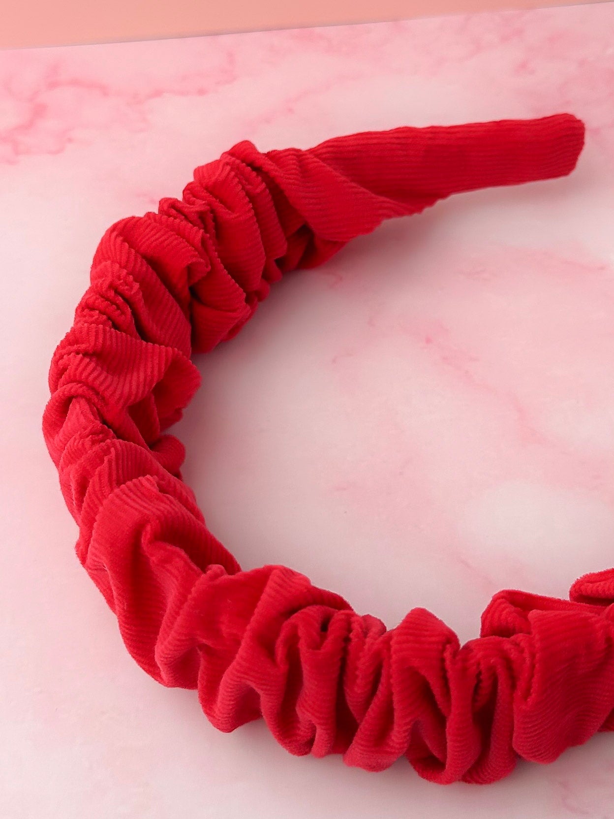 Holly - Red Needlecord Scrunchie Headband