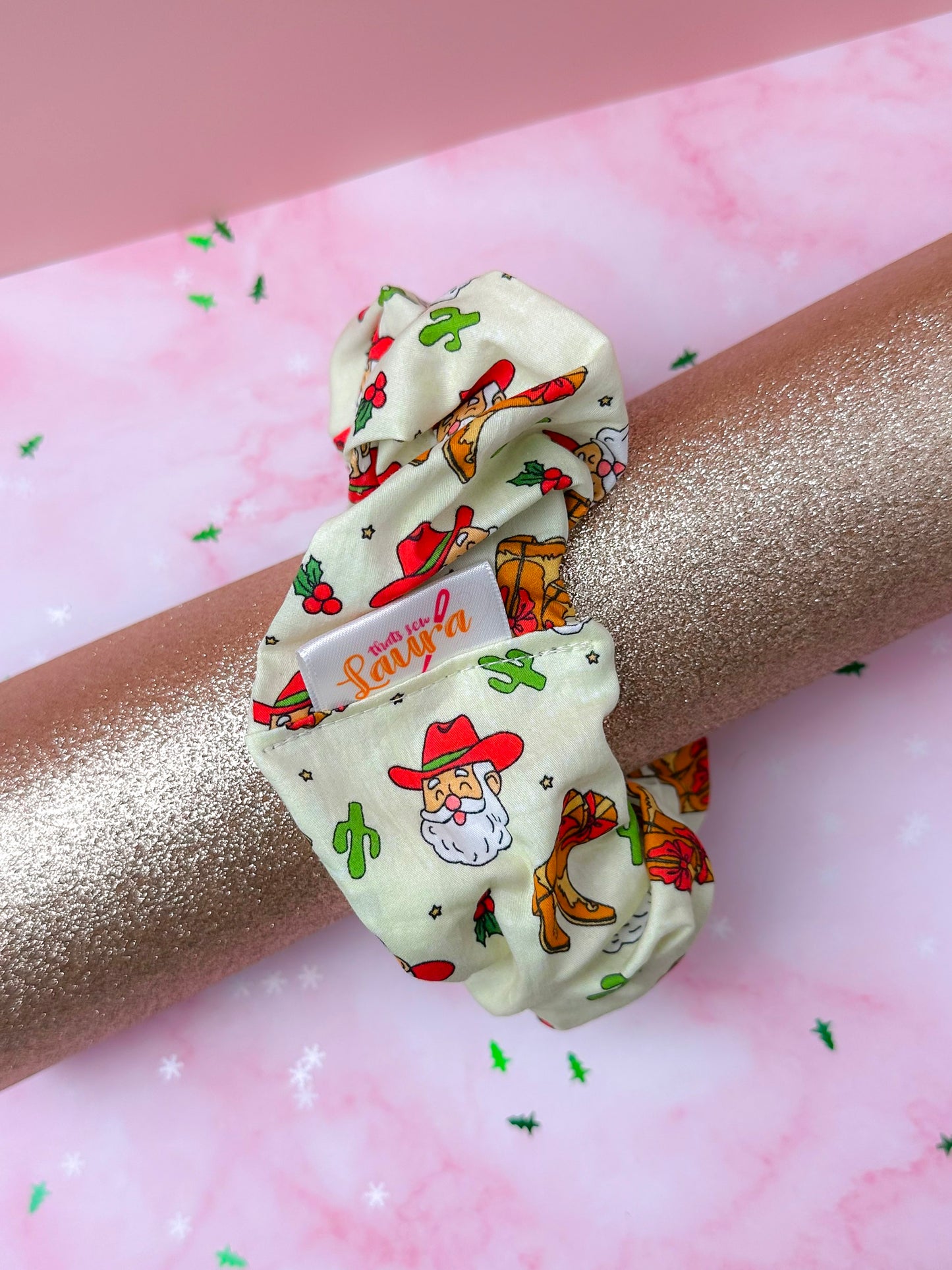 Cowboy Christmas XL Scrunchie | Handmade Hair Accessories UK