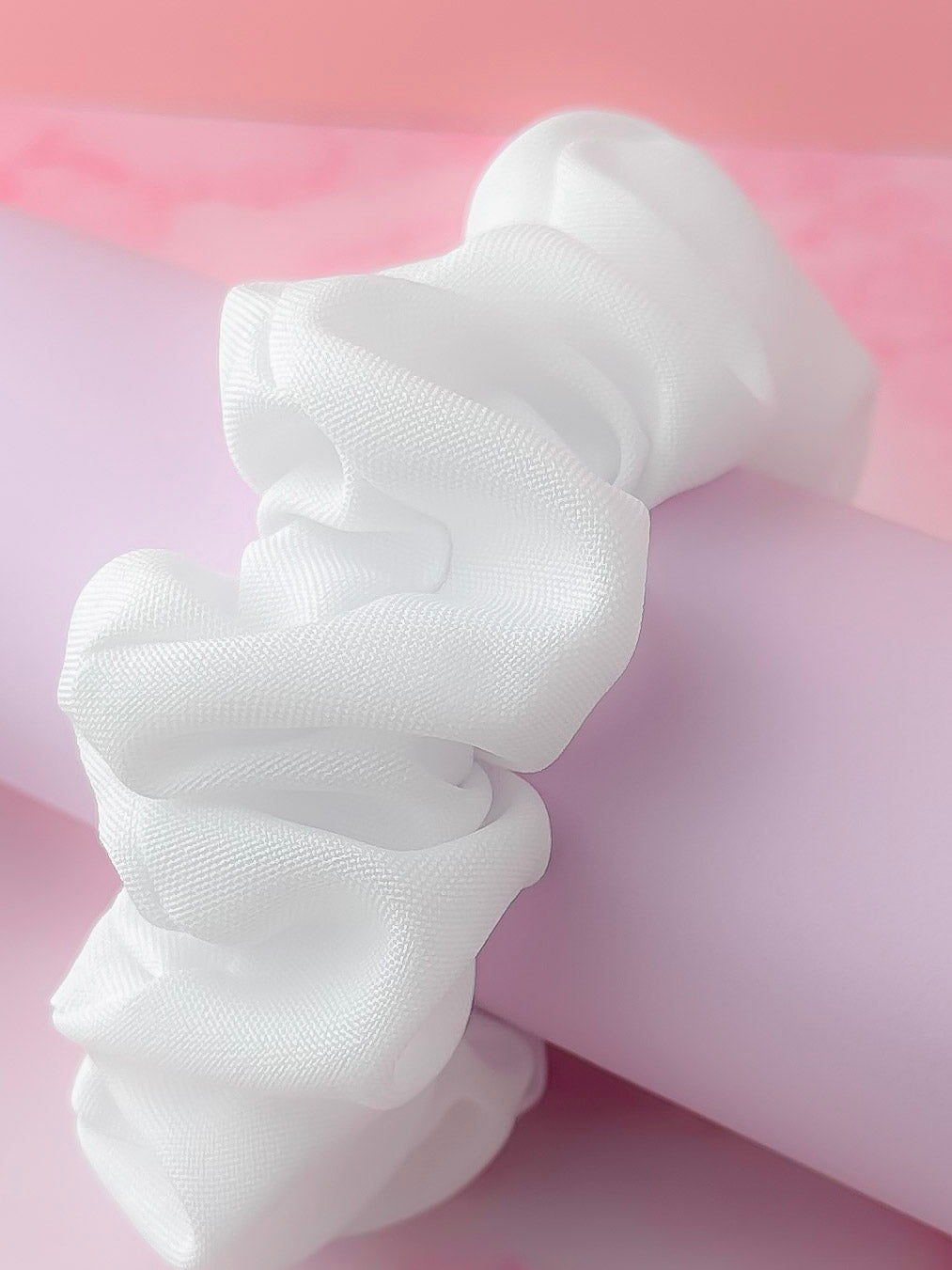 Snow -  White calico wide scrunchie