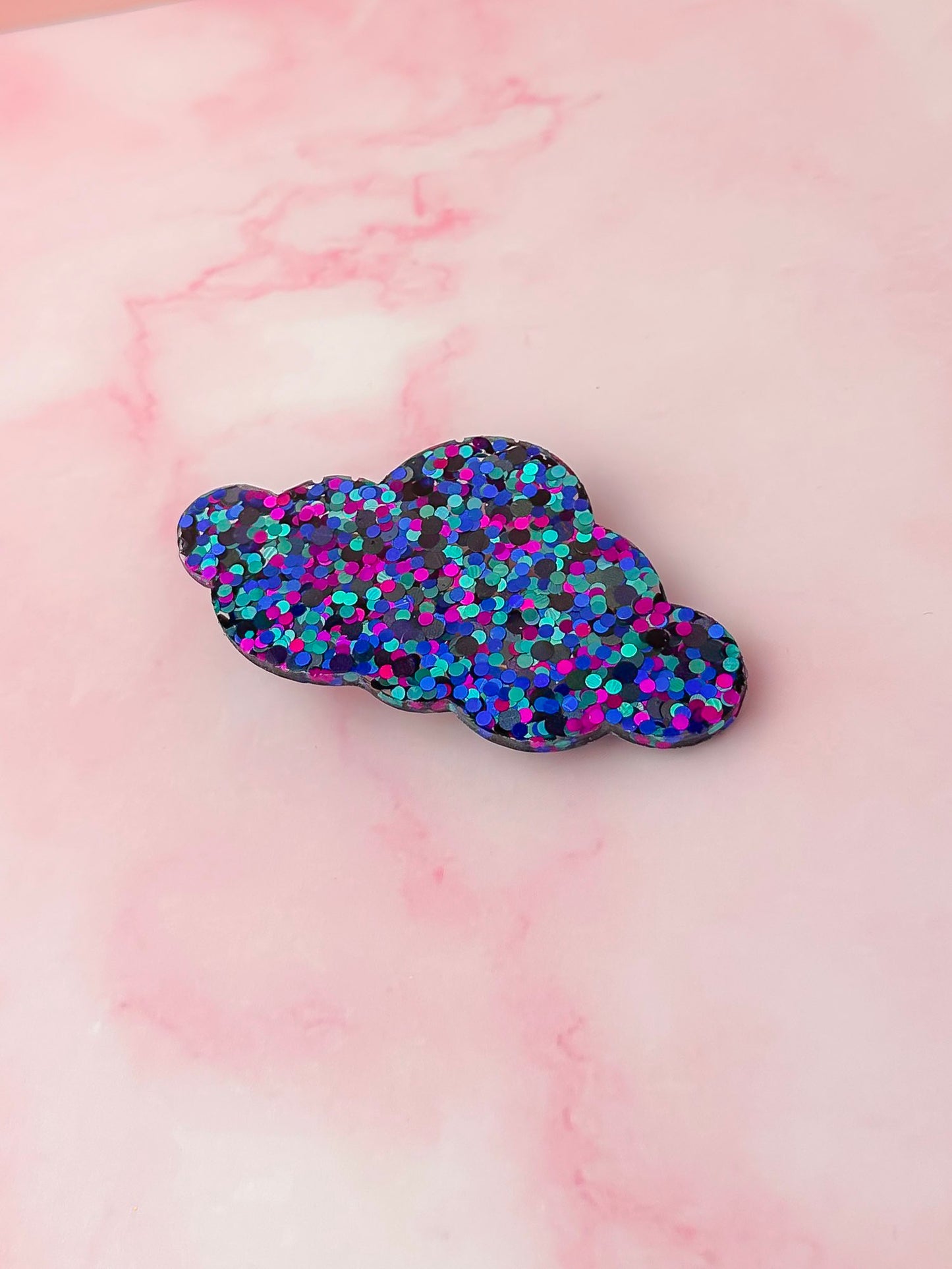 Bloom - Blue & Pink Glitter Cloud shaped Resin Hair Clip