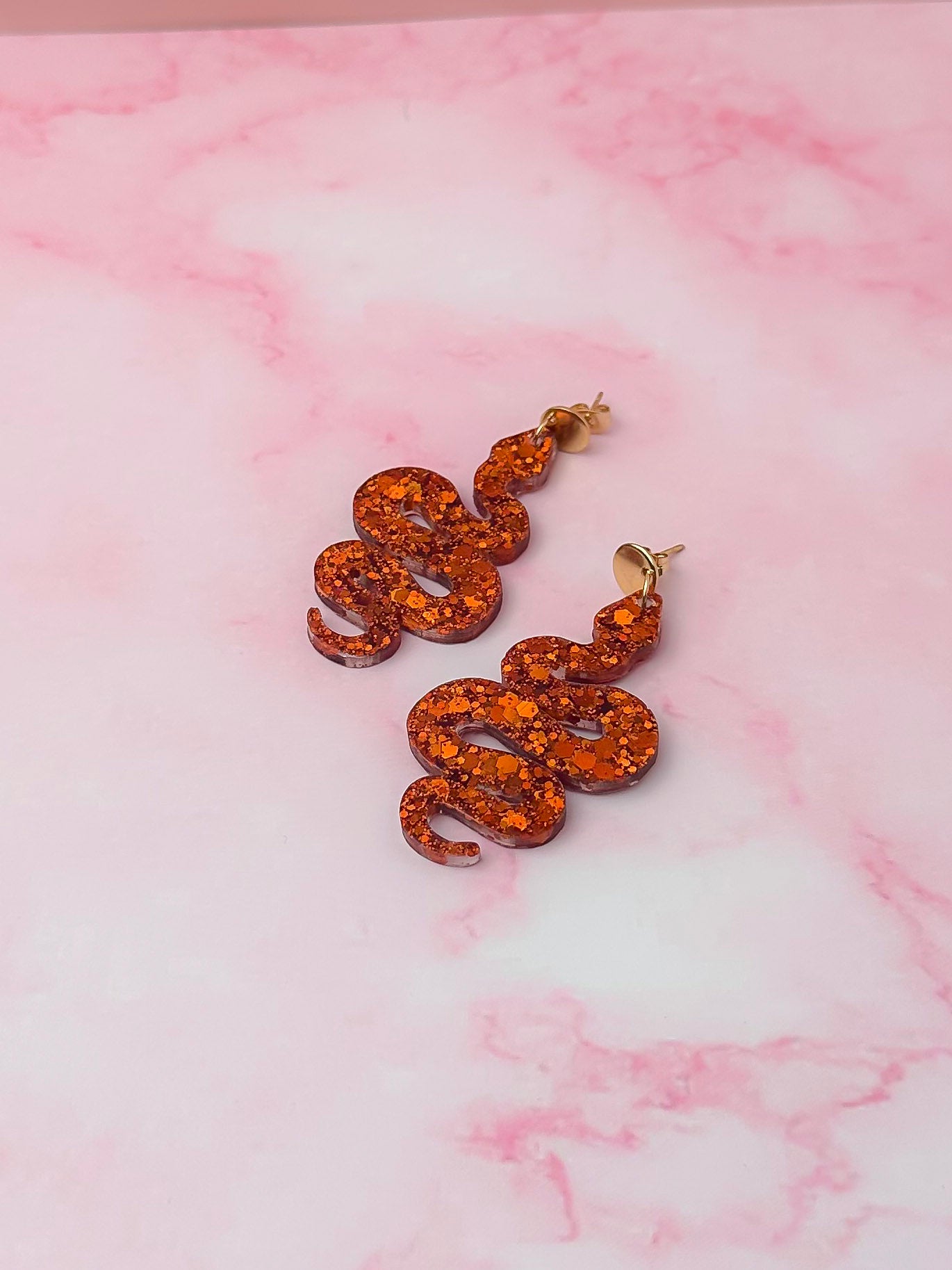 Bonfire snakes - burnt orange Resin Earrings