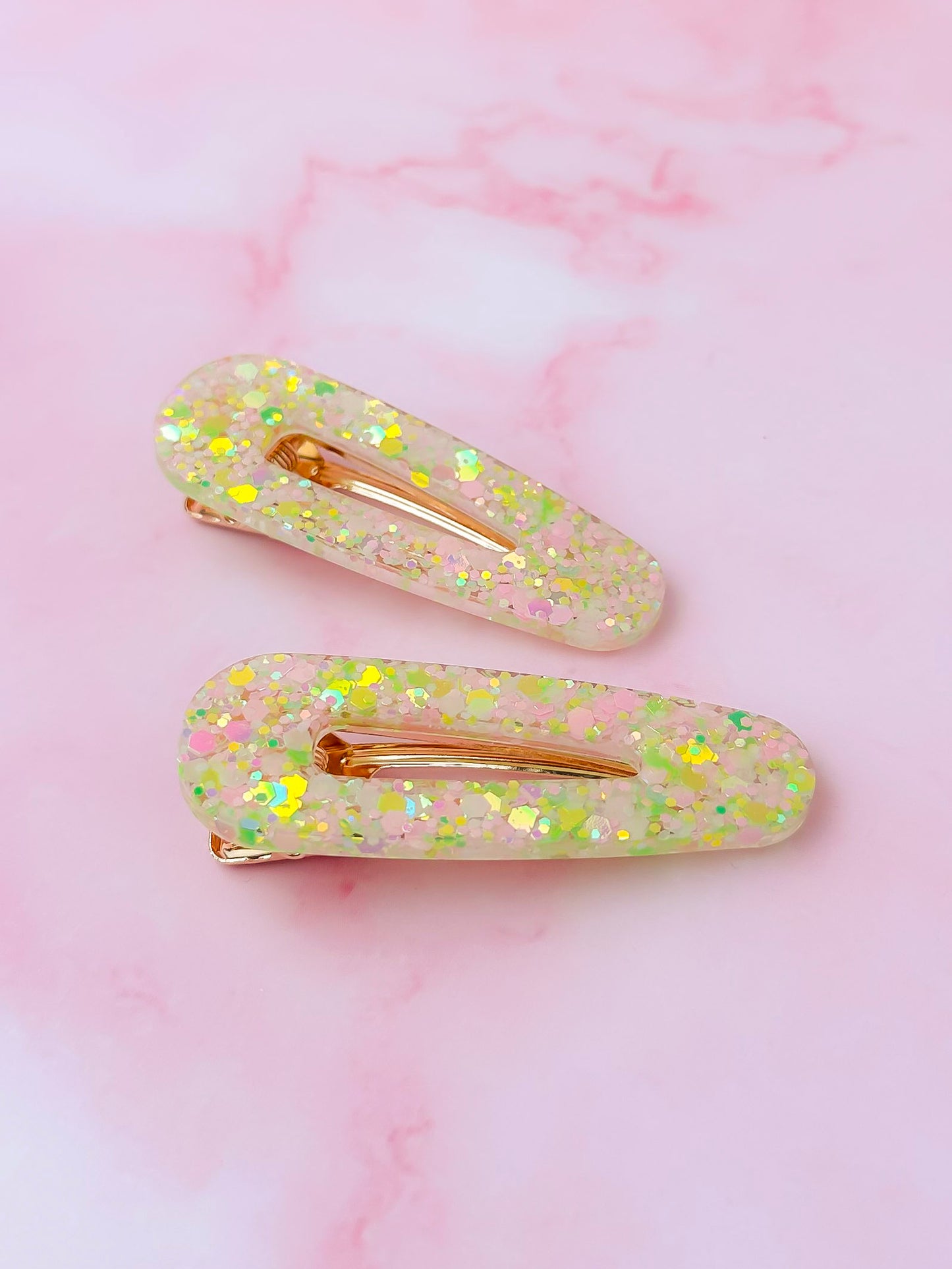 Wicked - Pink and Green iridescent Glitter Resin Hair Clips