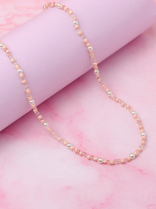 Pearl - Pink neautral Beaded Necklace
