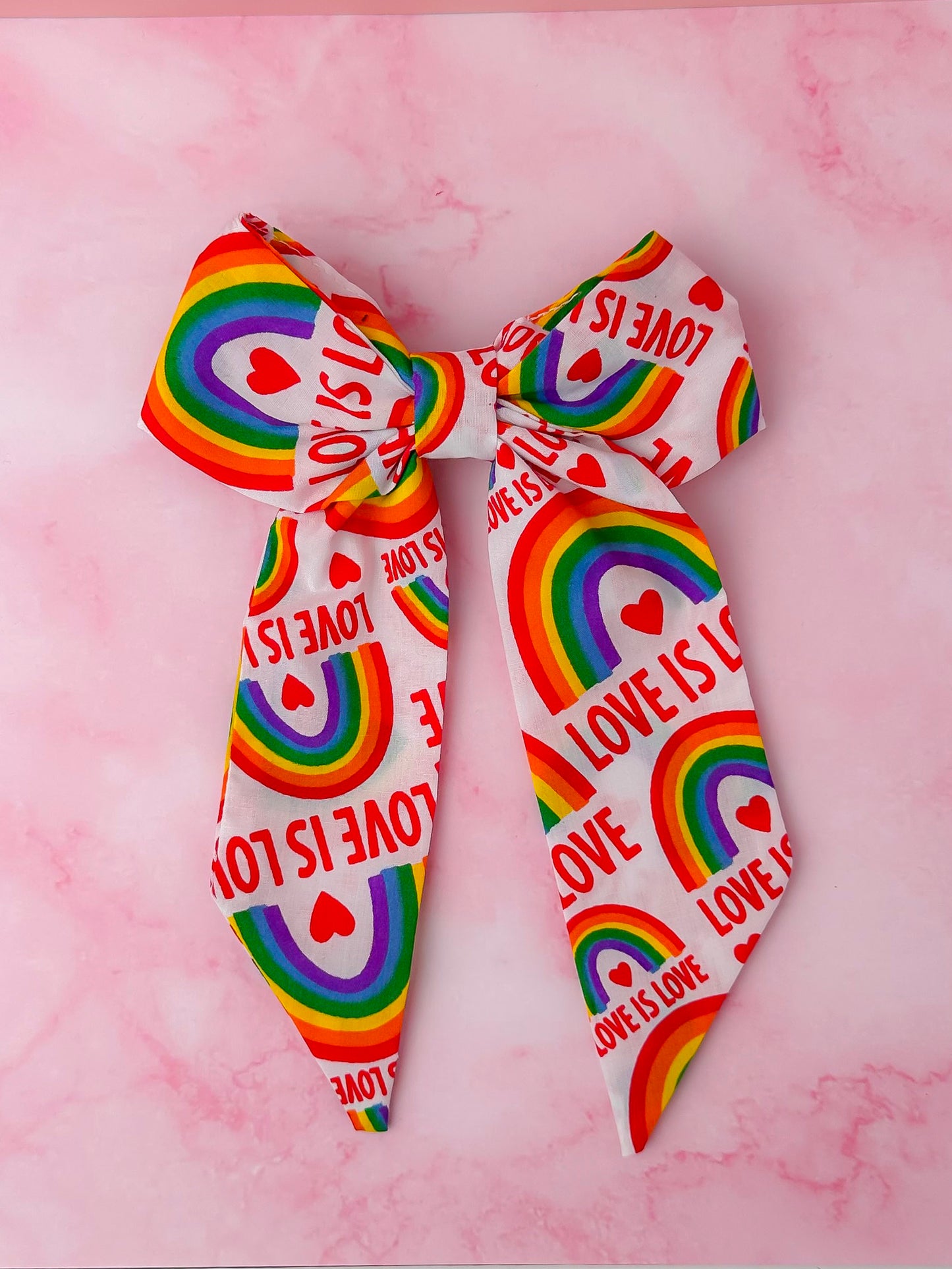 Love is Love - Rainbow pride long Hair Bow