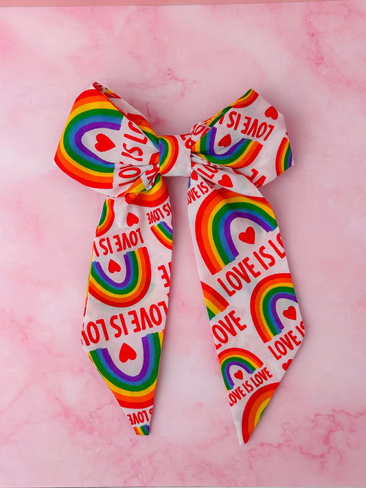 Love is Love - Rainbow pride long Hair Bow
