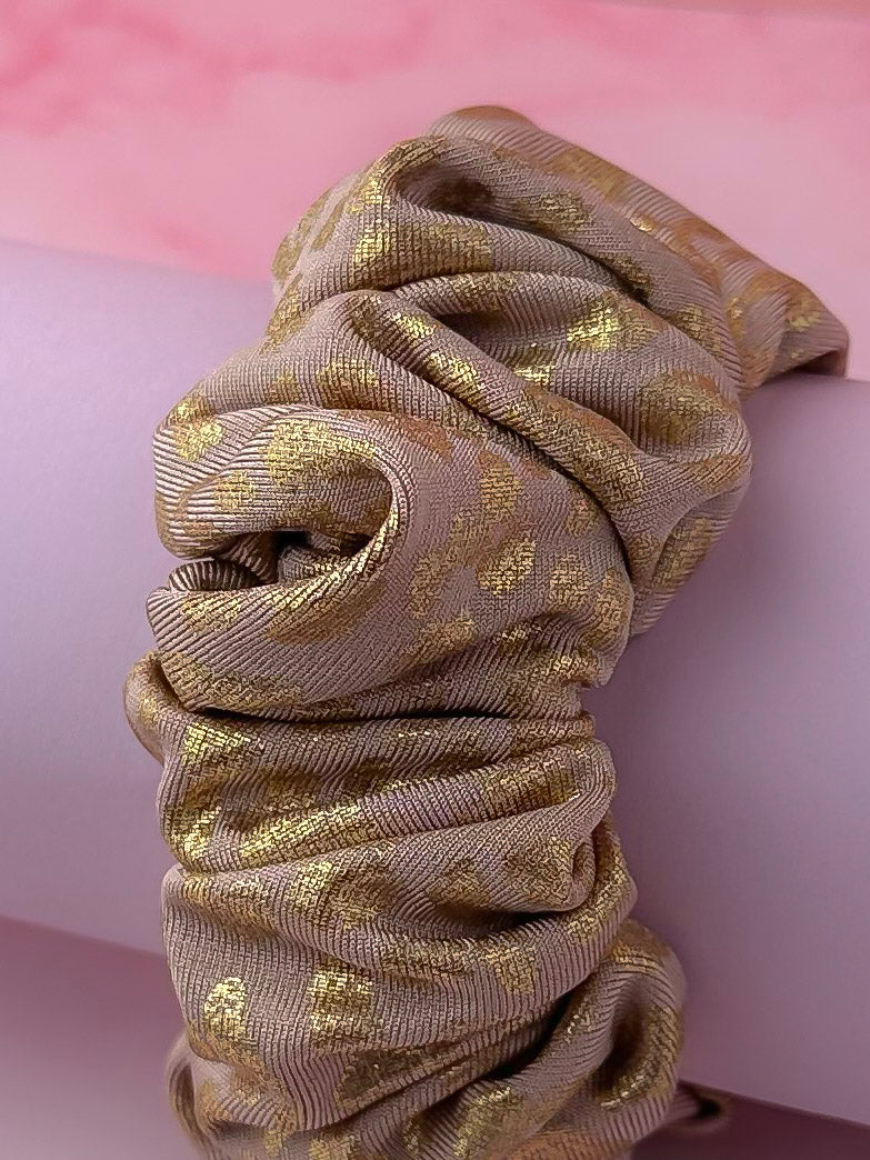 Lynx - Gold leopard print Gym & swim wide scrunchie