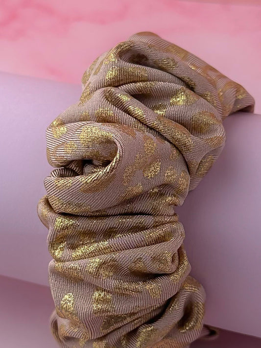 Lynx - Gold leopard print Gym & swim wide scrunchie