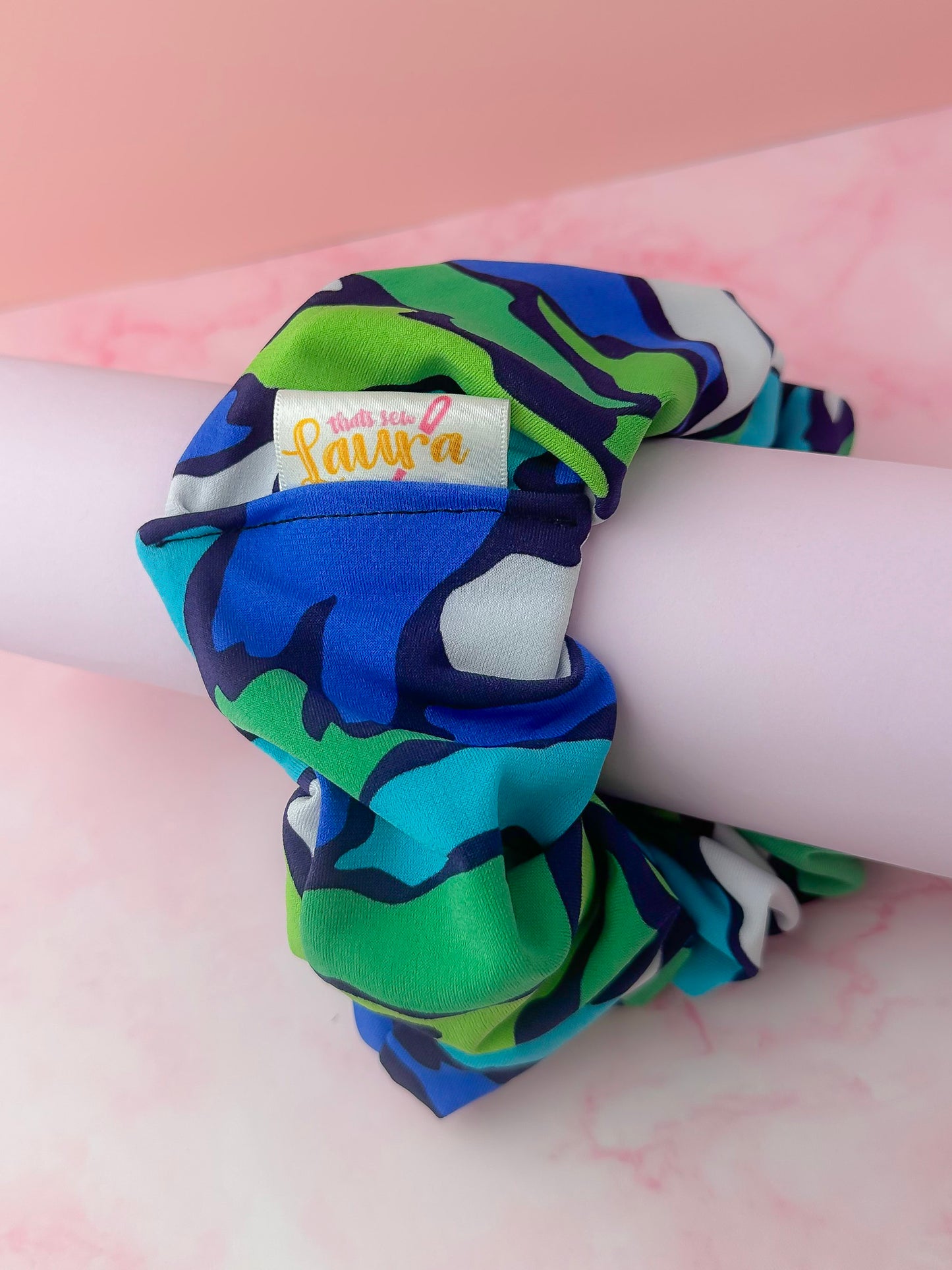 Diane - Blue and Green Abstract print XL Scrunchie