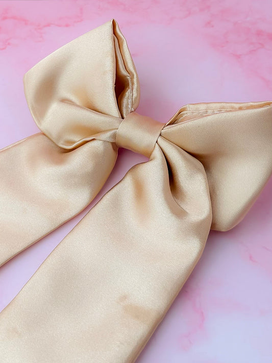 Golden - Gold Satin long Hair Bow