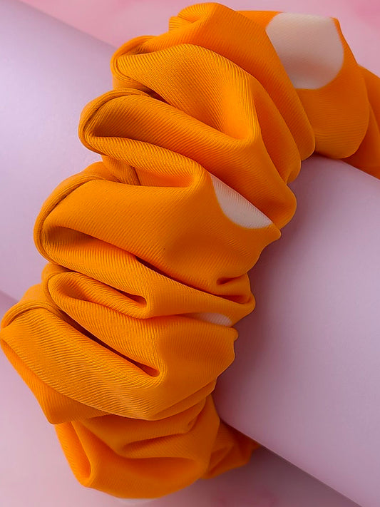 Molly - Orange and white polka dot gym & swim wide scrunchie