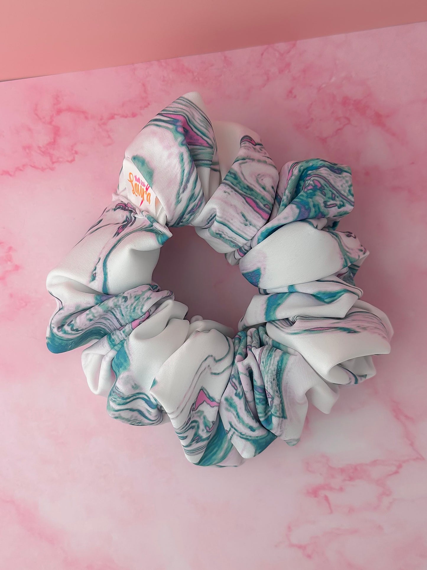 Marble - White marble print Gym & Swim XL Scrunchie