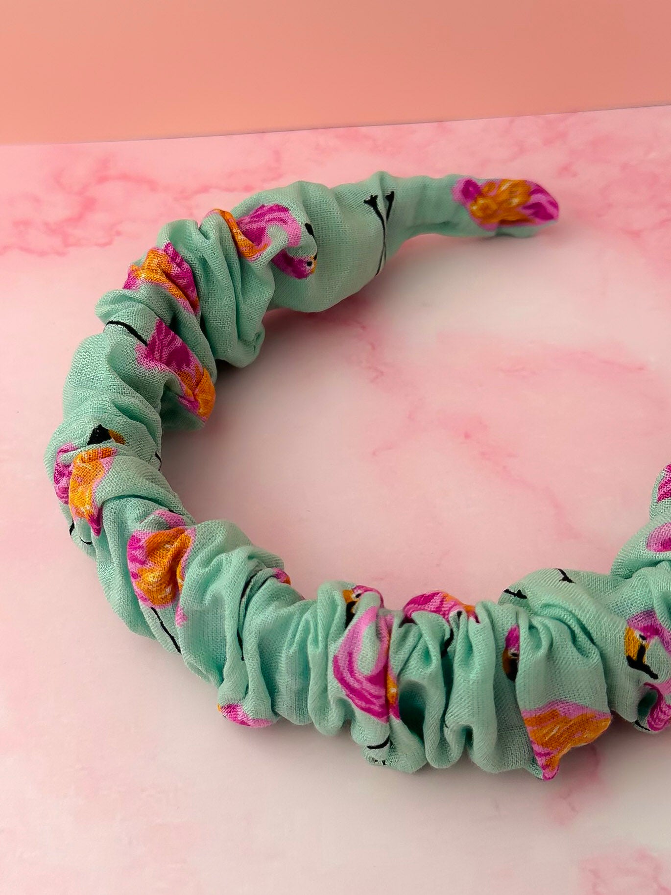 Flamingo Fancy - Blue & Pink Flamingo Scrunchie Headband