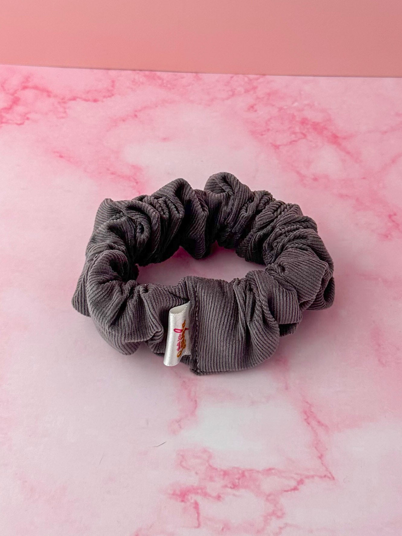 Grace - Grey Needlecord classic scrunchie