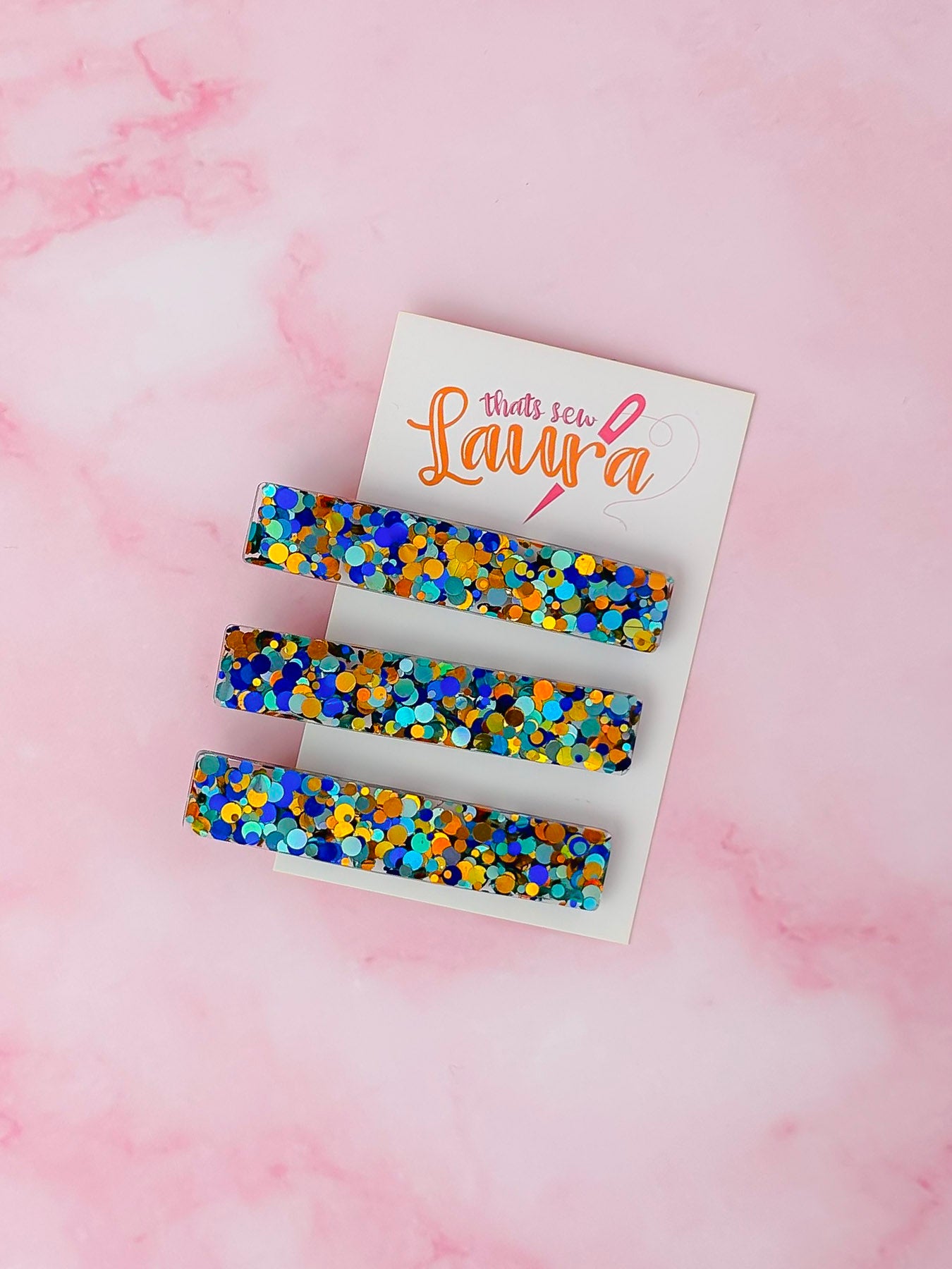 Hermes - Royal Blue and Gold Trio of Resin Hair Clips