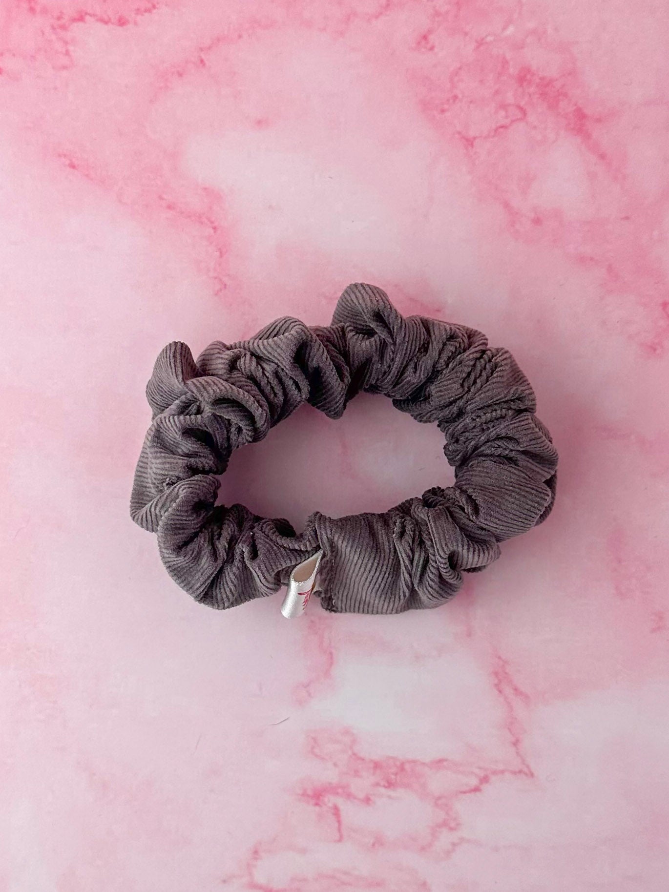Grace - Grey Needlecord classic scrunchie