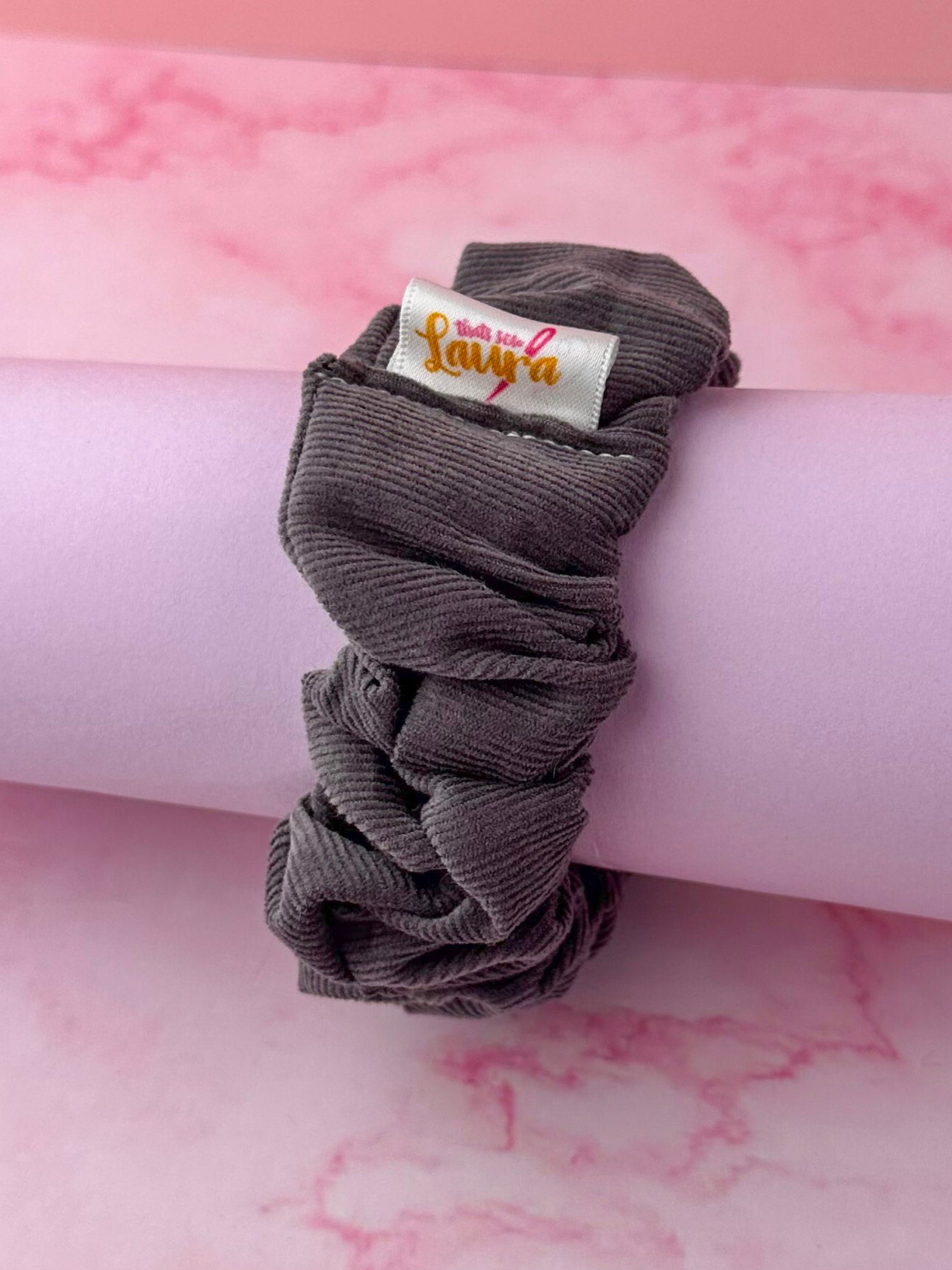 Grace - Grey Needlecord classic scrunchie