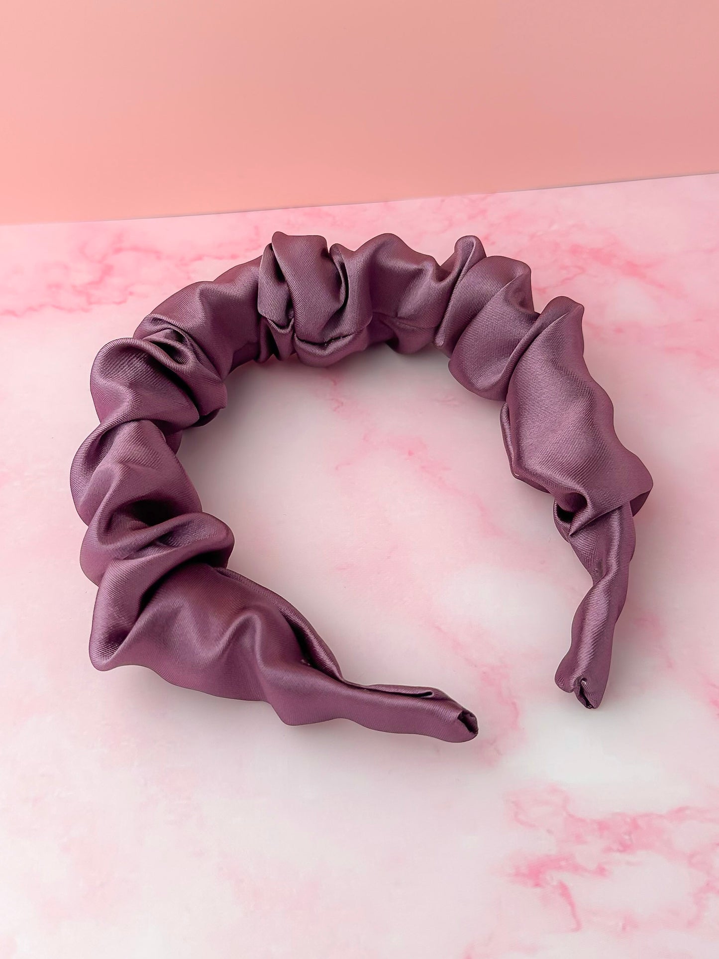 Mauve - Mauve Satin Scrunchie Headband