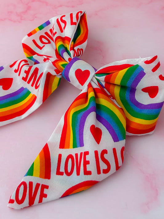 Love is Love - Pride rainbow print classic Hair Bow