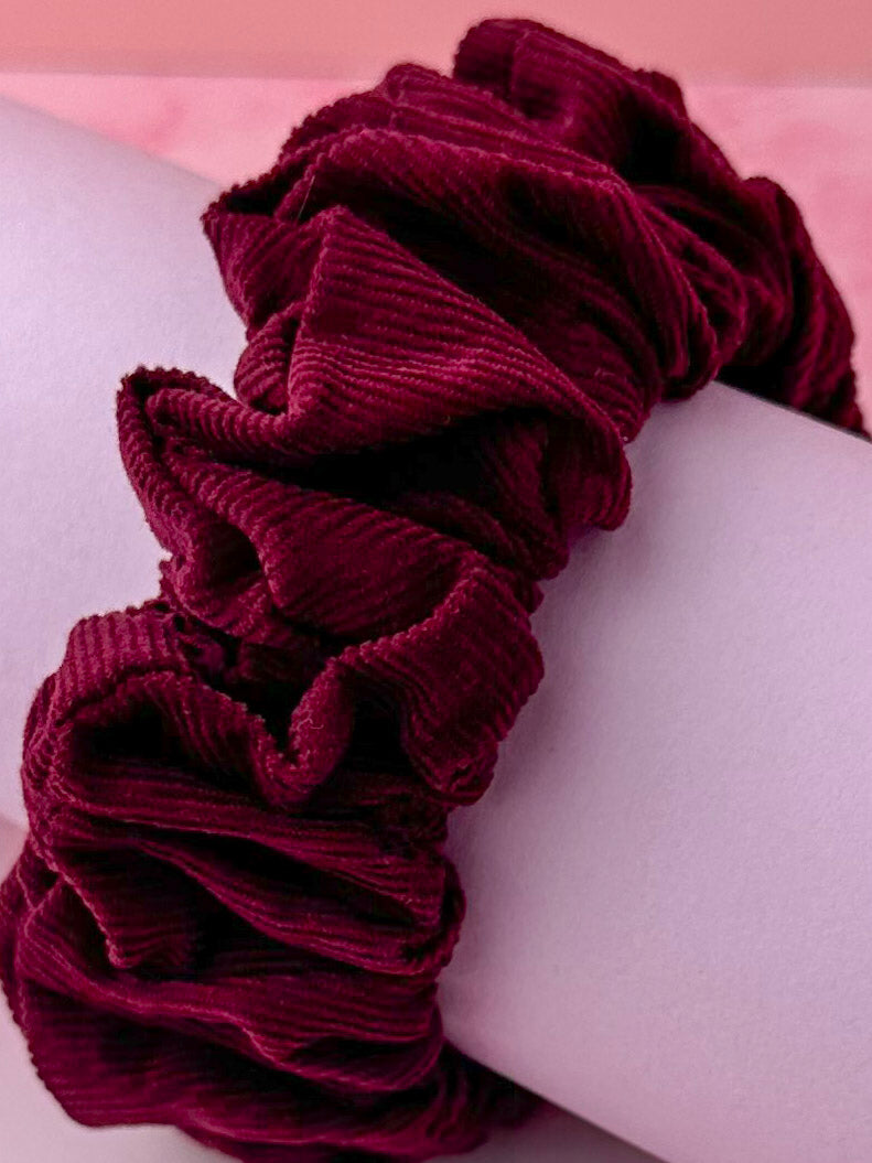 Victoria - Burgundy Needlecord classic scrunchie