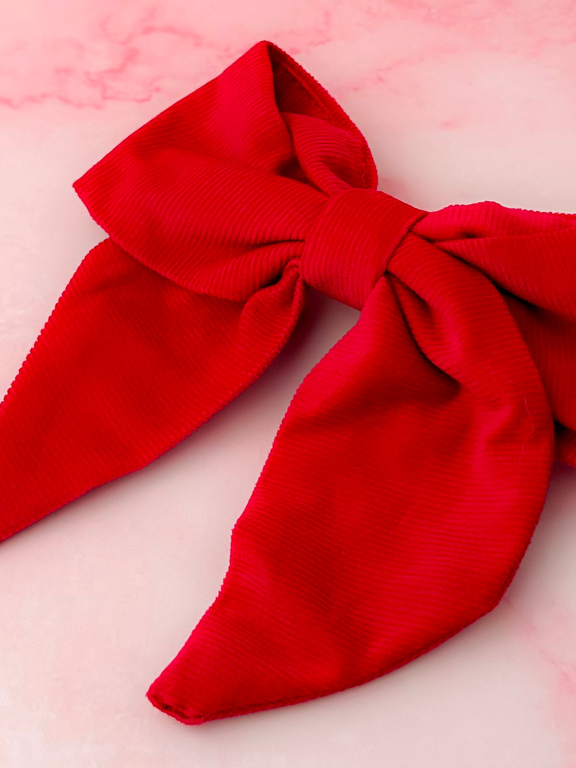 Cherri - Pinkish Red Needlecord classic Hair Bow