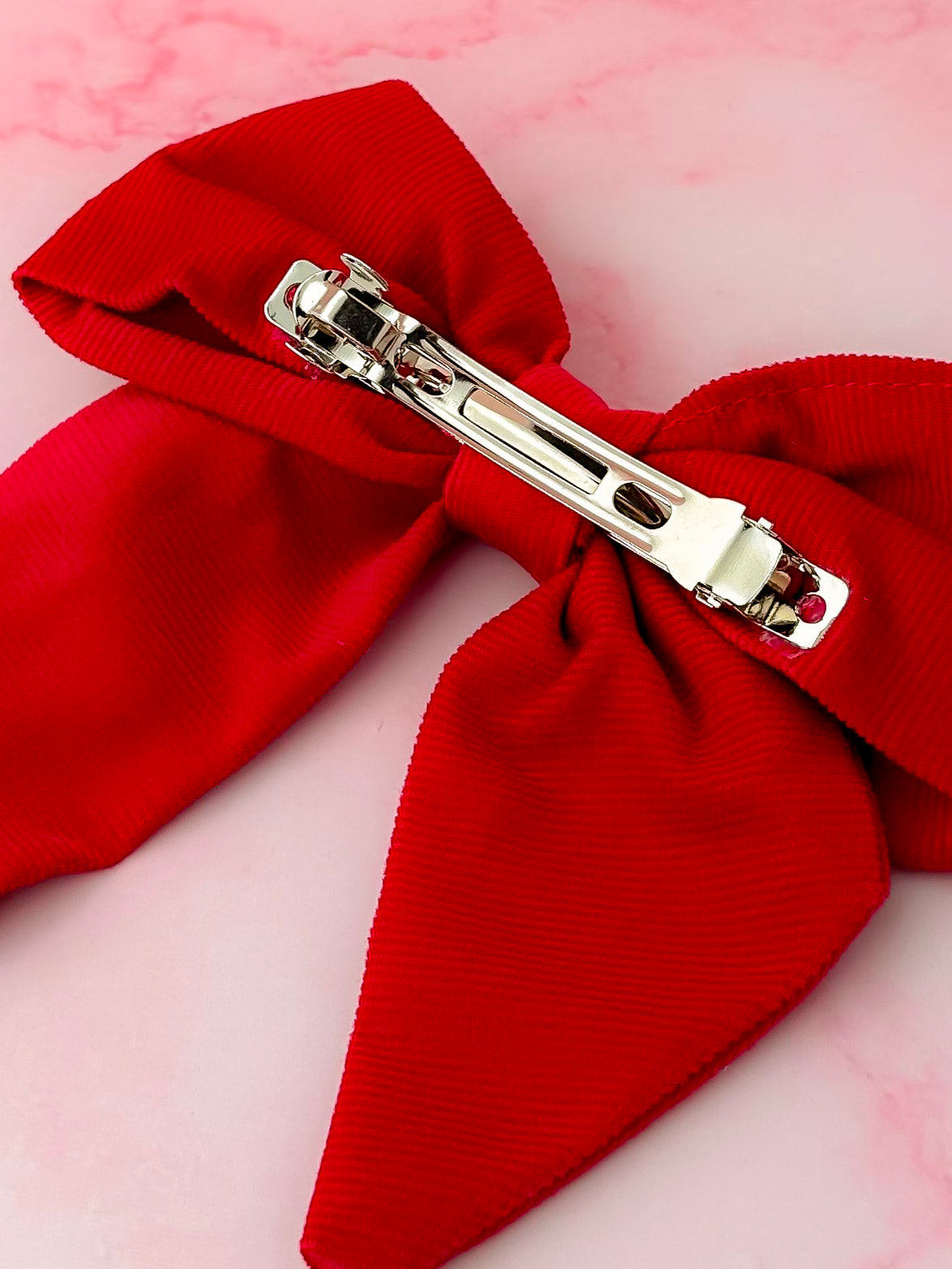 Cherri - Pinkish Red Needlecord classic Hair Bow