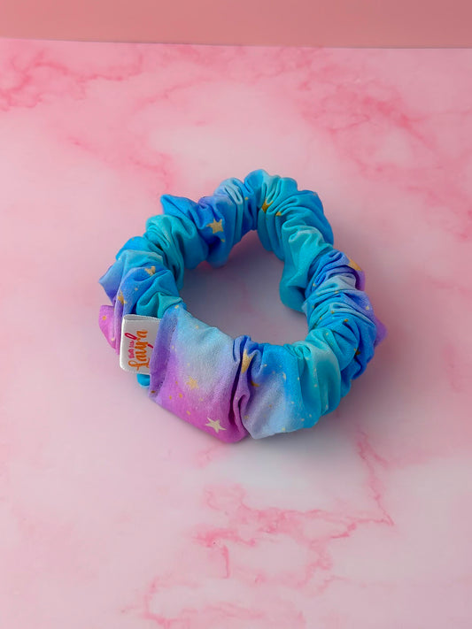 Aura - Gold star and galaxy print wide scrunchie
