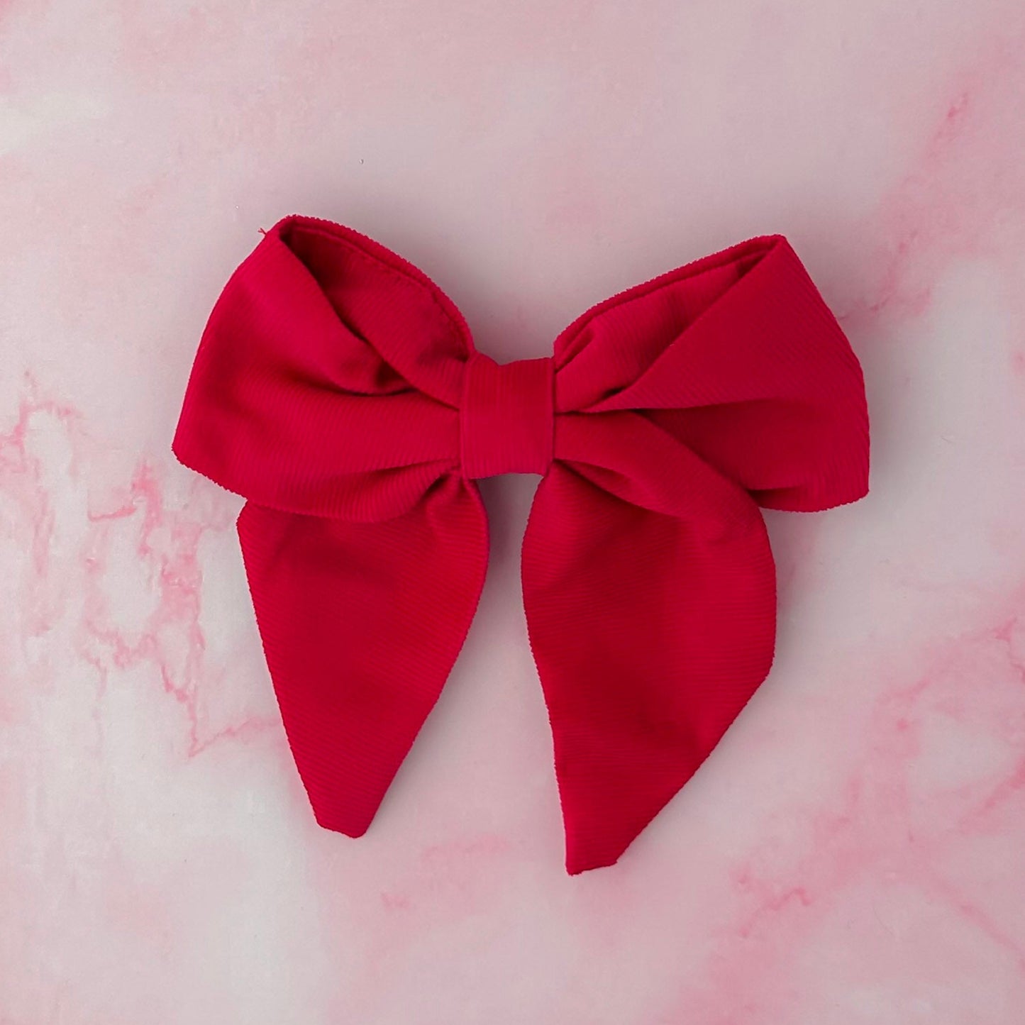 Cherri - Pinkish Red Needlecord classic Hair Bow