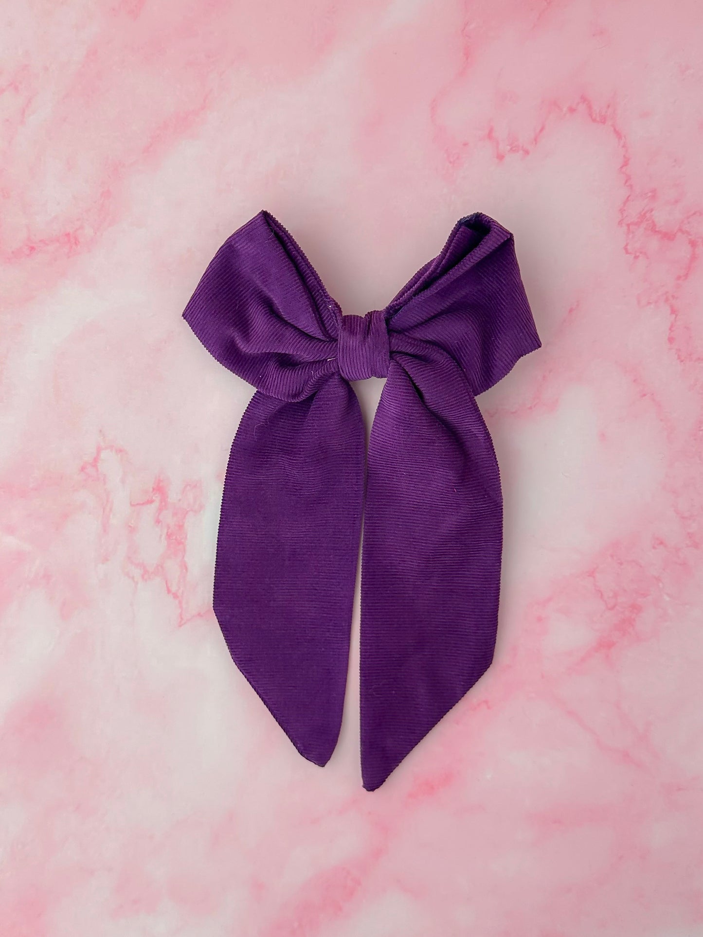 Violet - Purple Needlecord long Hair Bow