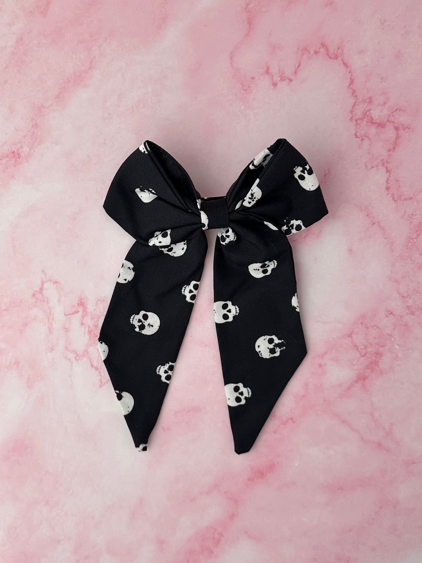 Ophelia - Skull print long Hair Bow