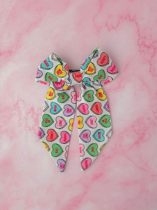Love Heart -Love heart print long Hair Bow