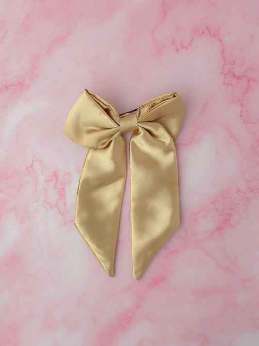 Golden - Gold Satin long Hair Bow
