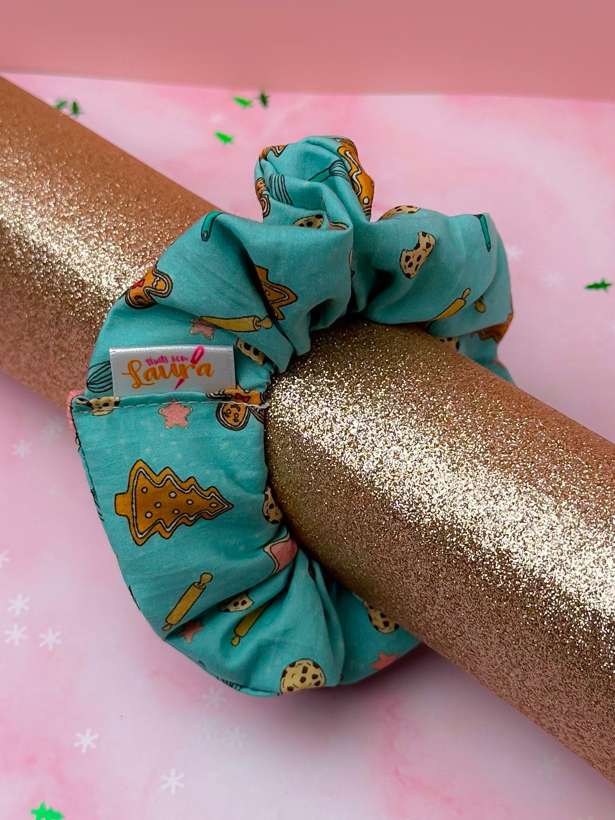 Festive Baking Cotton themed Christmas classic scrunchie