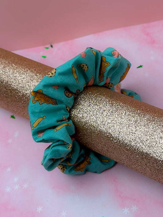 Festive Baking Cotton themed Christmas classic scrunchie