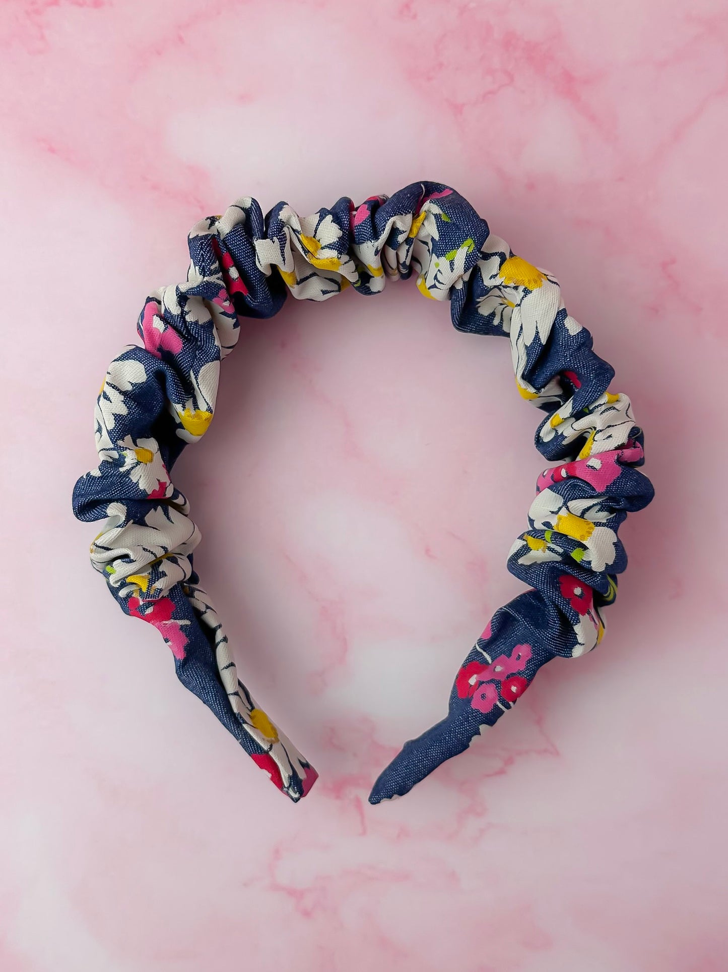 Daisy Dreams - Floral Denim Scrunchie Headband