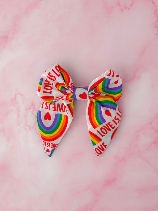 Love is Love - Pride rainbow print classic Hair Bow