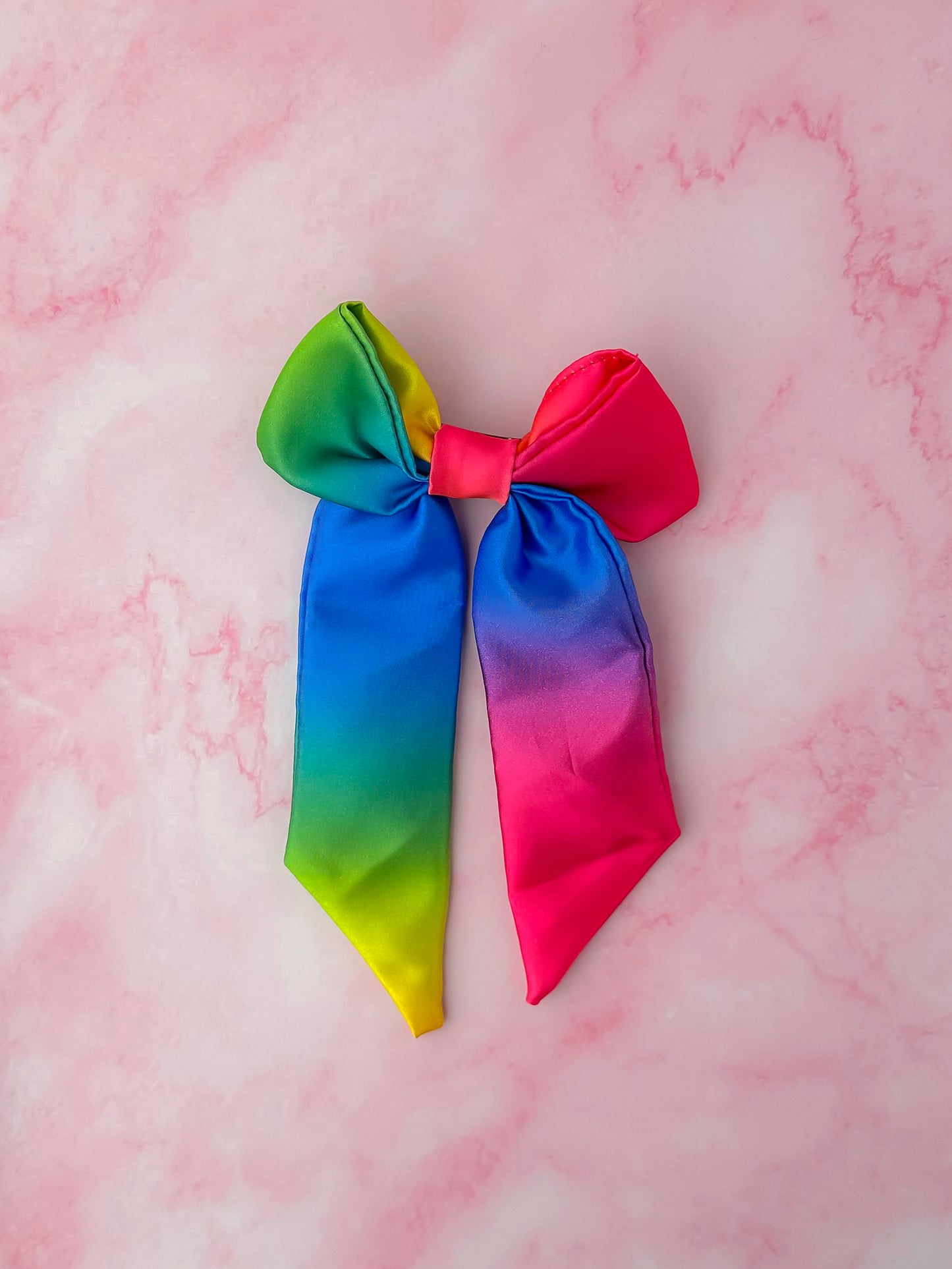 Rainbow - Rainbow Satin long Hair Bow