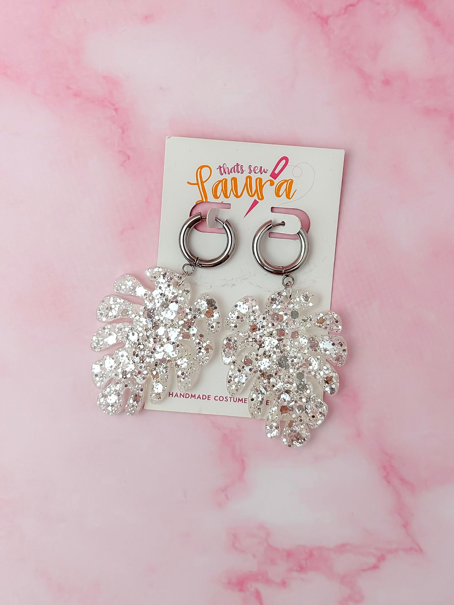 Lemon Leaf - bright subtle yellow glitter Resin Earrings