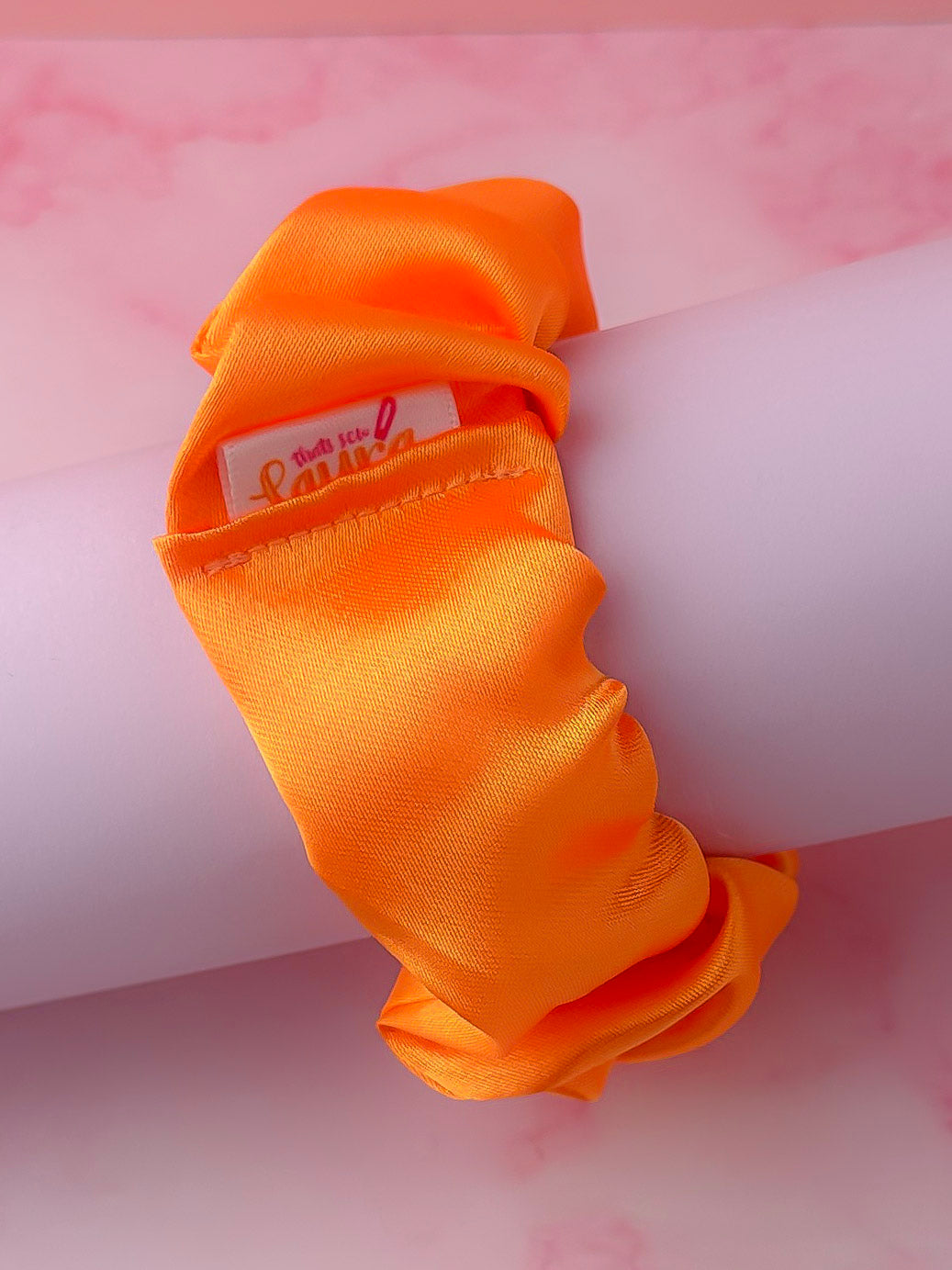 Pumpkin - Orange satin wide scrunchie