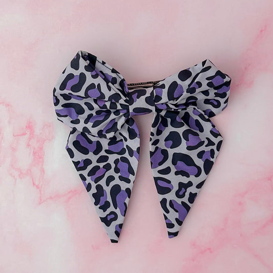 Ella - Purple Leopard print classic Hair Bow