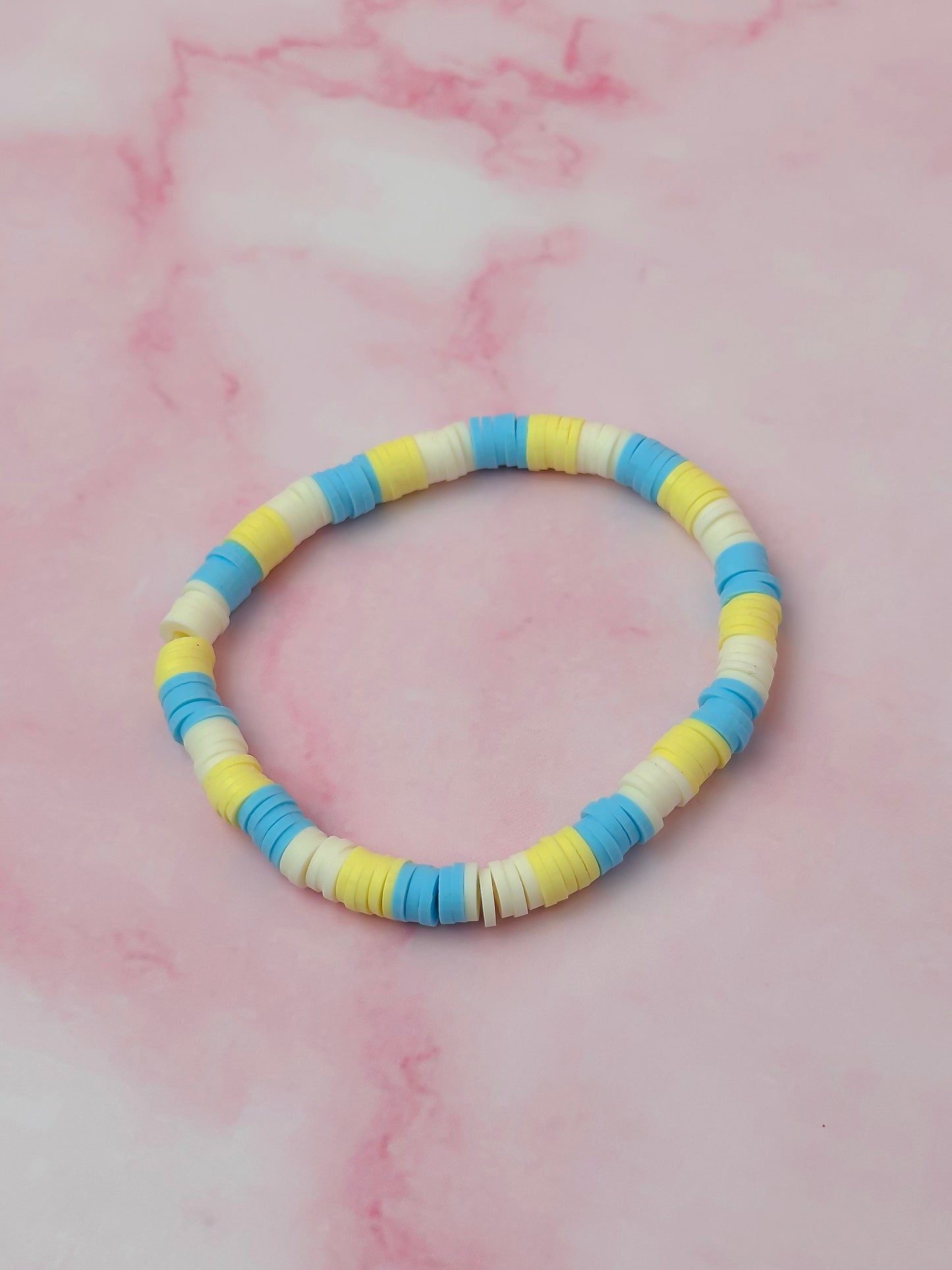 Beach | Blue, Cream & Yellow Beaded Bracelet