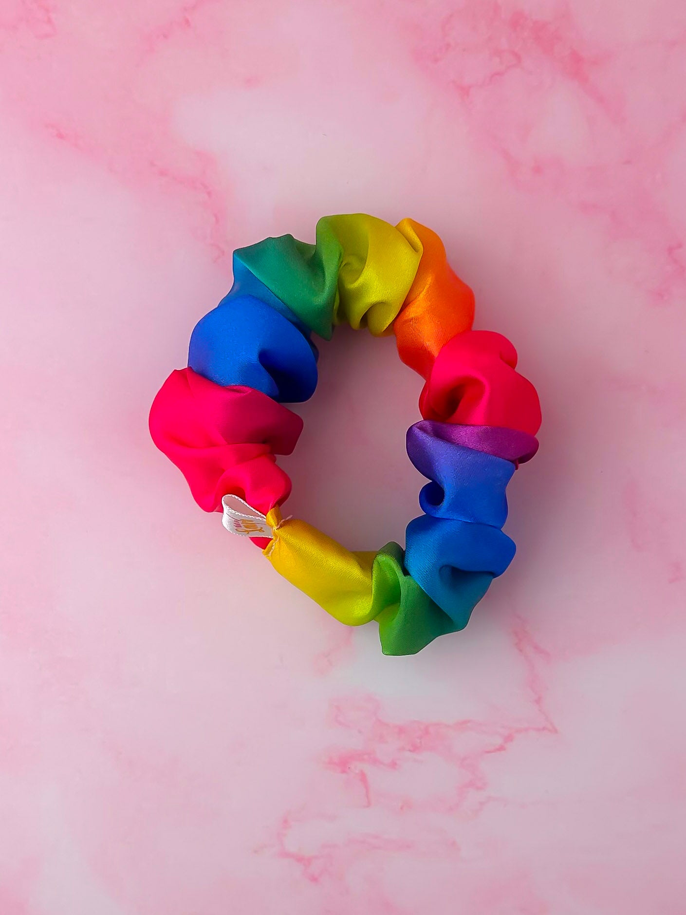Rainbow - Rainbow Satin wide scrunchie