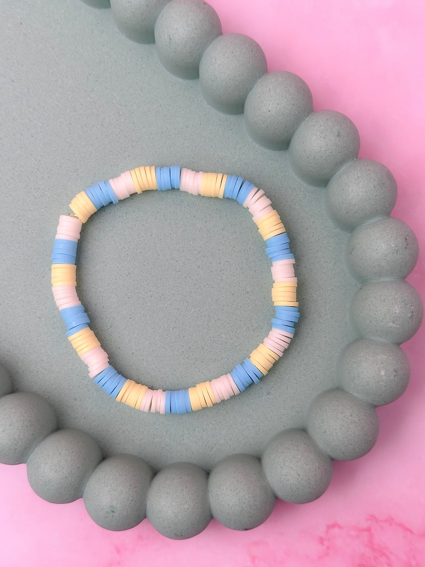 Beach | Blue, Cream & Yellow Beaded Bracelet