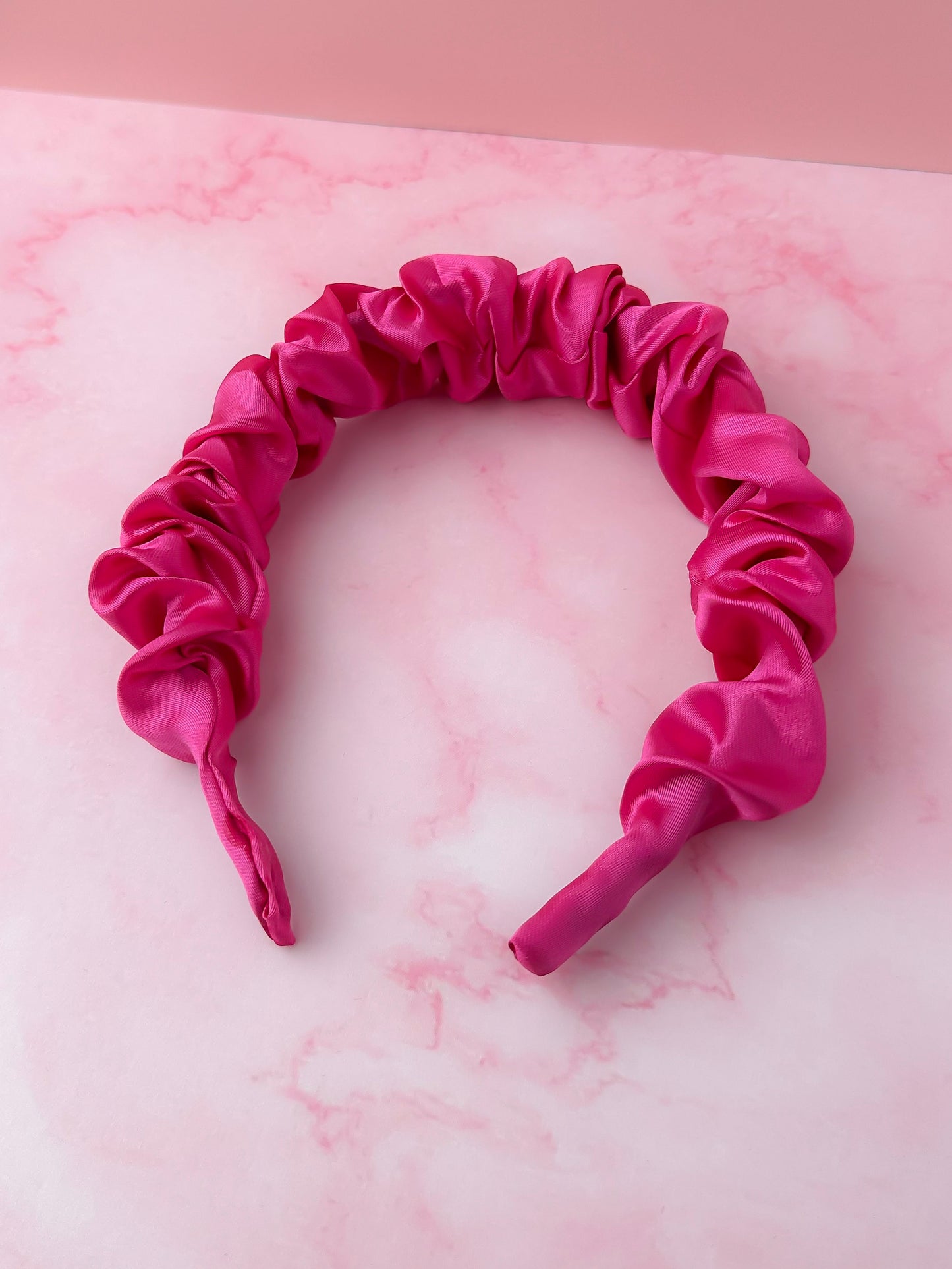 Pretty in Pink - Pink Satin Scrunchie Headband