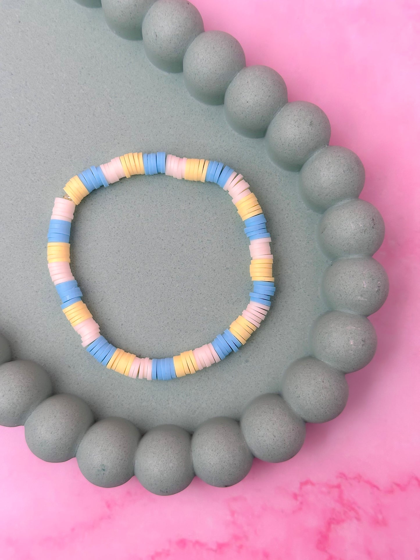 Beach | Blue, Cream & Yellow Beaded Bracelet